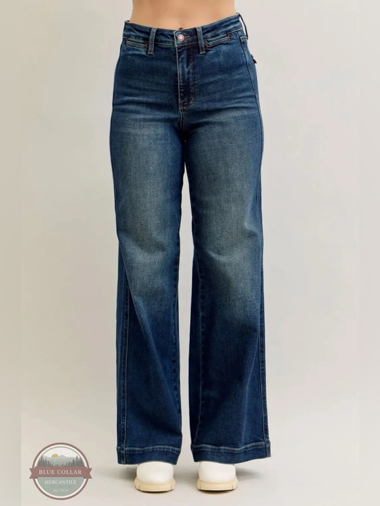 Judy Blue Denim - Judy Blue Women High Rise Wide Leg Dark Wash Tummy Control Jeans | Size: 11/30